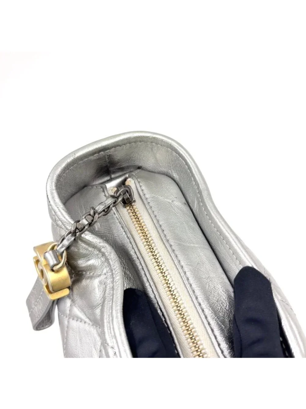 Chanel Gabrielle Calfskin Silver Chain Shoulder Bag Gold